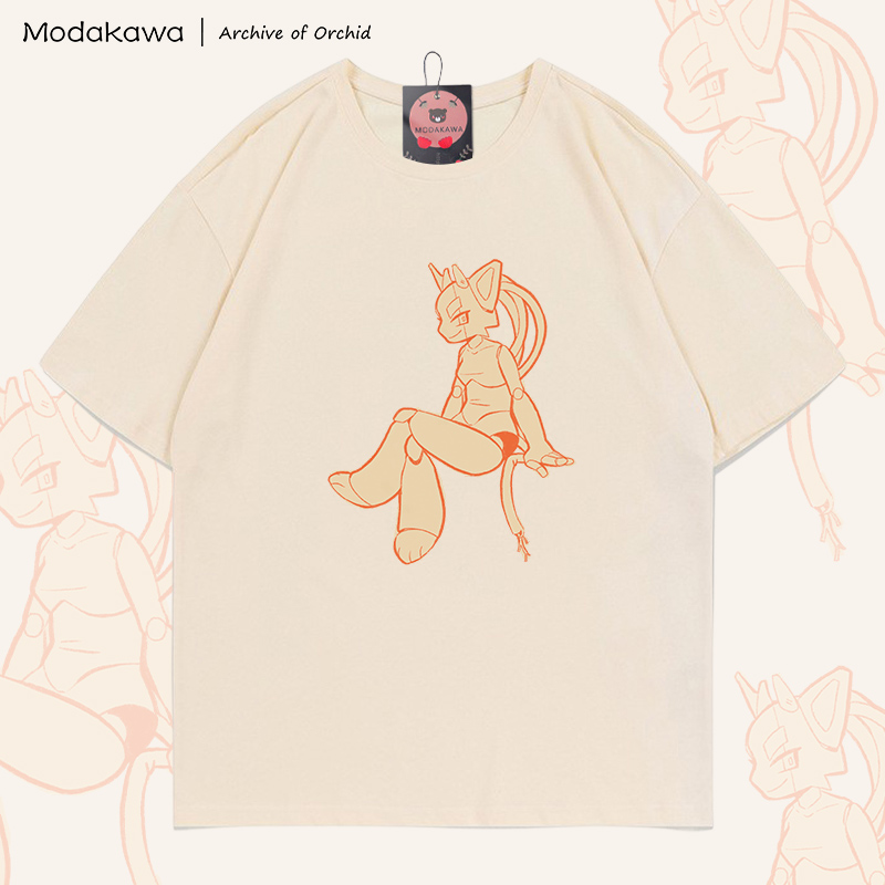 MODAKAWA X Archive of Orchid Mecha Cat Girl Graphic 100% Cotton T-shirt - Apricot - 5XL - image 1