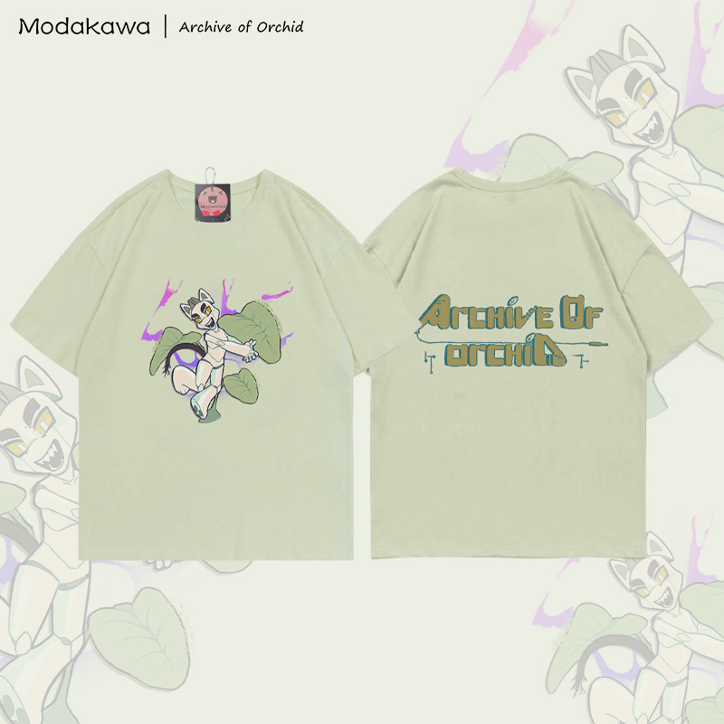 MODAKAWA X Archive of Orchid Mecha Cat Graphic 100% Cotton T-shirt - Green - 5XL - image 3