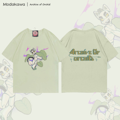 MODAKAWA X Archive of Orchid Mecha Cat Graphic 100% Cotton T-shirt - Green - 5XL - image 3