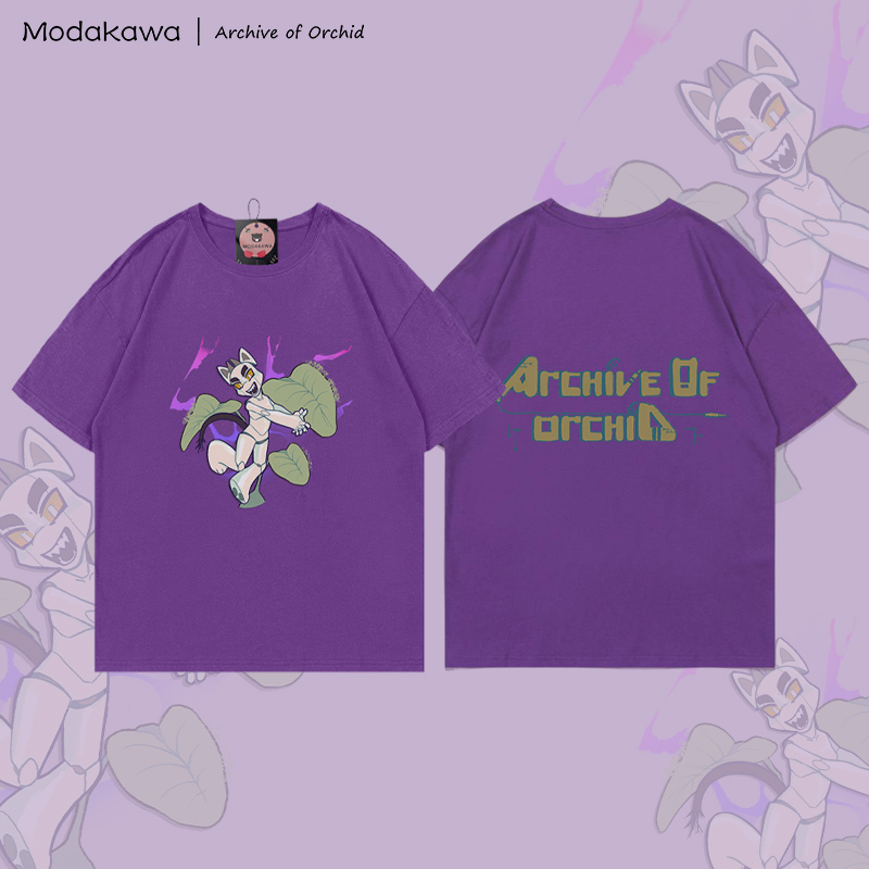 MODAKAWA X Archive of Orchid Mecha Cat Graphic 100% Cotton T-shirt - Purple - 5XL - image 1