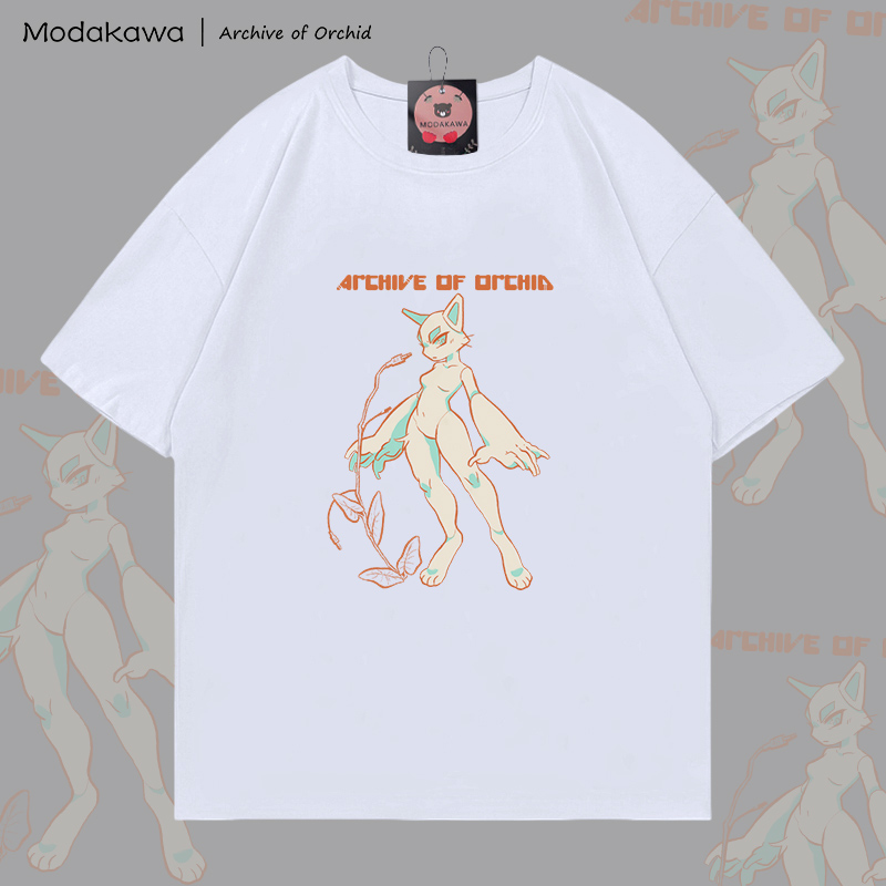 MODAKAWA X Archive of Orchid Cat Girl Graphic 100% Cotton T-shirt - White - 5XL - image 2
