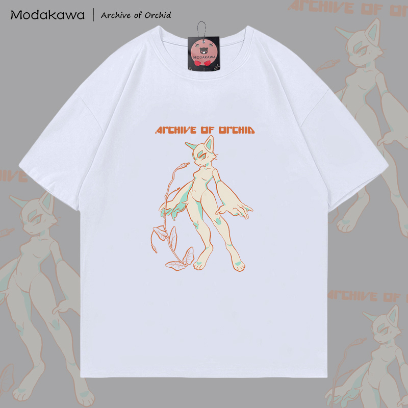 MODAKAWA X Archive of Orchid Cat Girl Graphic 100% Cotton T-shirt - White - 5XL - image 2