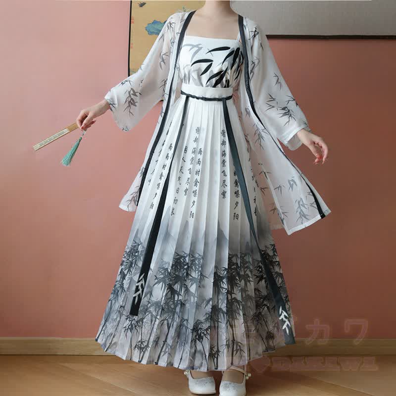 Vintage Ink Print Cami Top Sheer Robe Pleated Skirt Matching Outfit - image 1