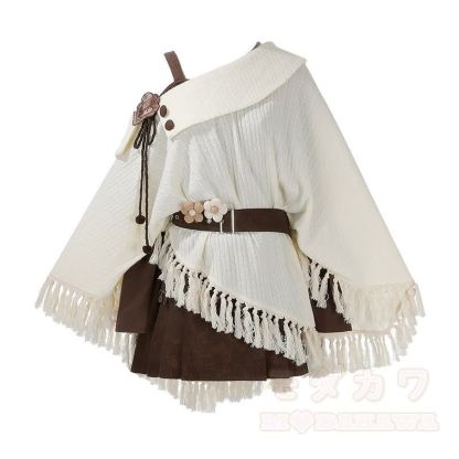 Vintage Fringe Cape Long Sleeve Top Belt Skirt Matching Outfit - Set - One Size - image 1