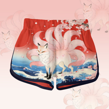 Nine Tailed Fox Graphic Modakawa Gradient Shorts - Red B - 5XL - image 2