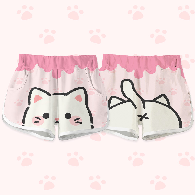 Cat Graphic Modakawa Shorts - Pink - 5XL - image 3