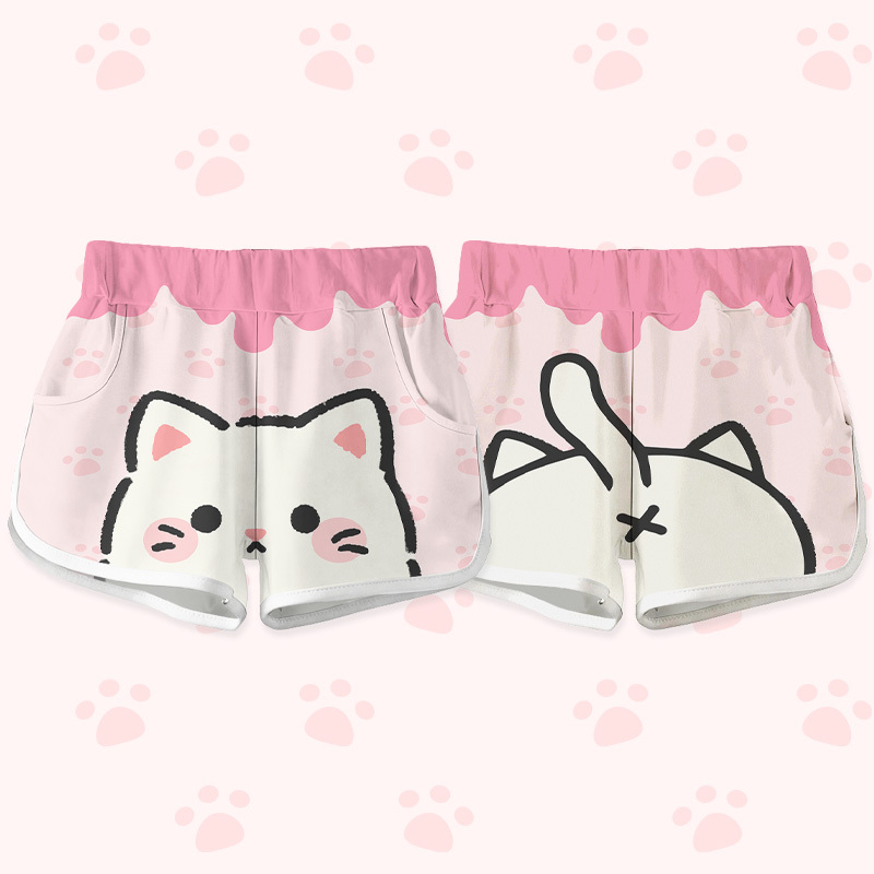 Cat Graphic Modakawa Shorts - Pink - 5XL - image 3