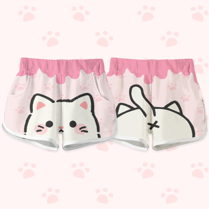 Cat Graphic Modakawa Shorts - Pink - 5XL - image 3