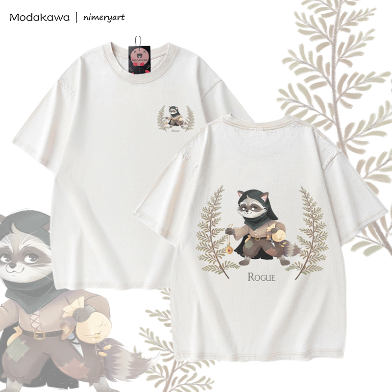 MODAKAWA X nimeryart ROGUE Cat Graphic Unisex Vintage Washed T-shirt - Apricot - 5XL - image 2