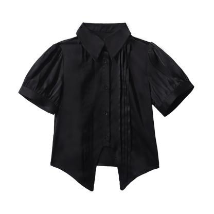 Zipper Vest Dress Pearl Bowtie Shirt Shorts Matching Outfit - Short Sleeve Shirt - XL - image 2