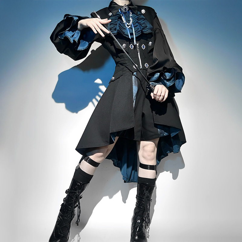 Zipper Vest Dress Pearl Bowtie Shirt Shorts Matching Outfit - image 1