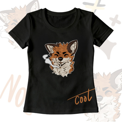 MODAKAWA X atka Smoking Fox Graphic U-Neck T-shirt Plaid Skirt Cargo Pants Two Pieces Set - Black T-shirt - XL - image 3