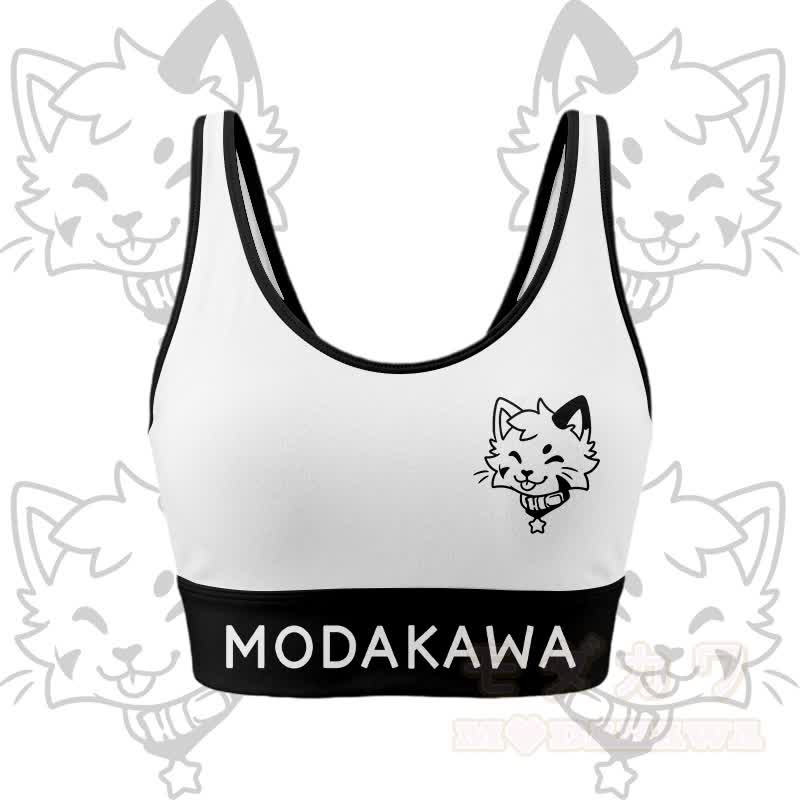 Kitty Graphic Crop Tank Sport Top Shorts Bikini Modakawa Matching Outfit - White Top - 5XL - image 3