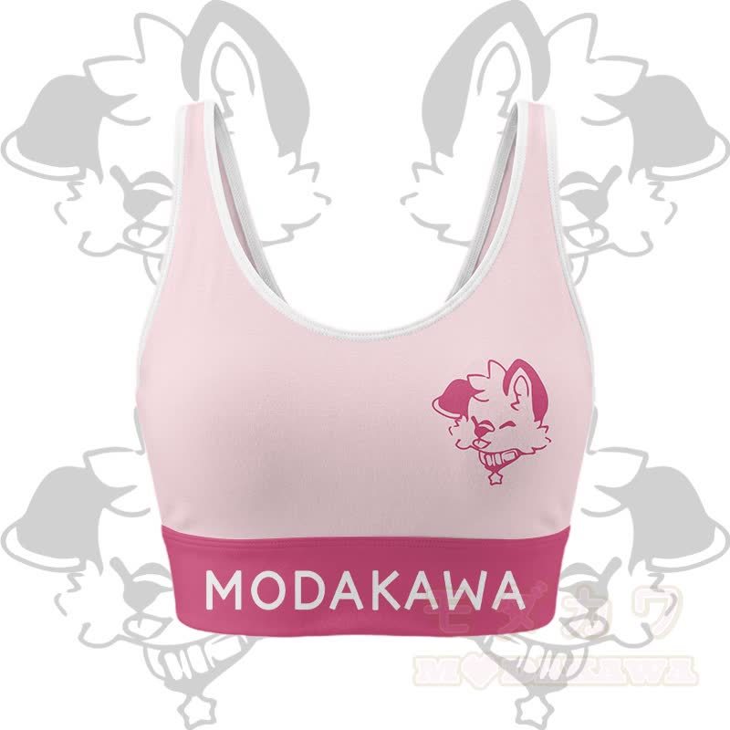 MODAKAWA X popipeko Puppy Graphic Crop Tank Sport Top Shorts Bikini Matching Outfit - Pink Top - 5XL - image 6