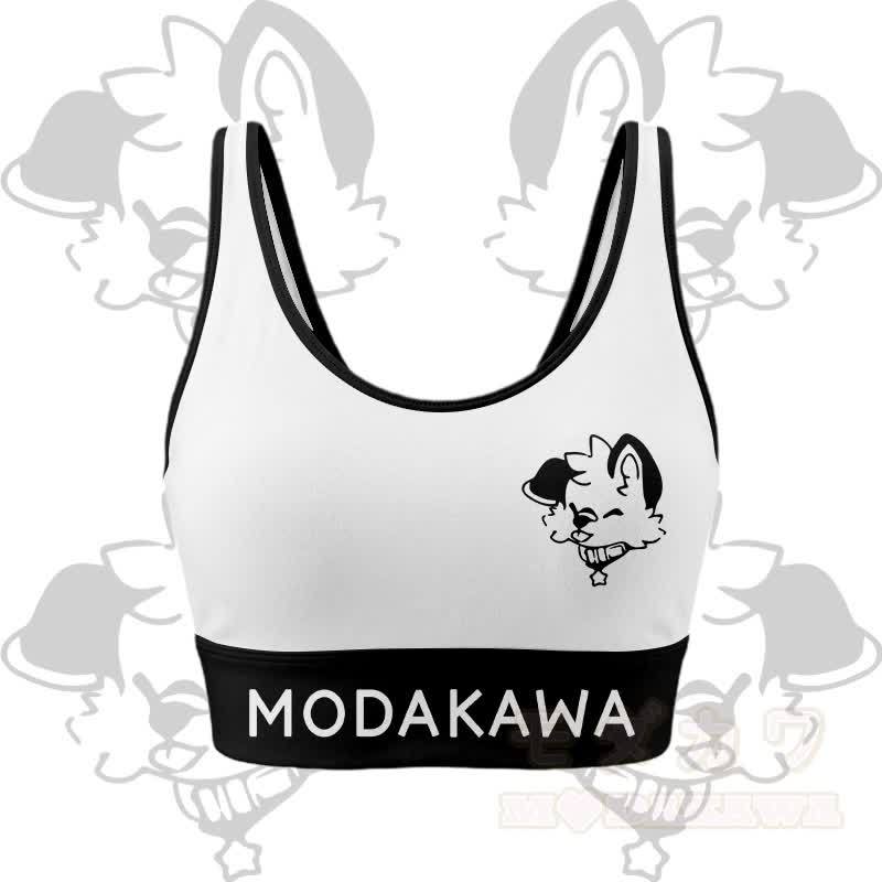 MODAKAWA X popipeko Puppy Graphic Crop Tank Sport Top Shorts Bikini Matching Outfit - White Top - 5XL - image 3