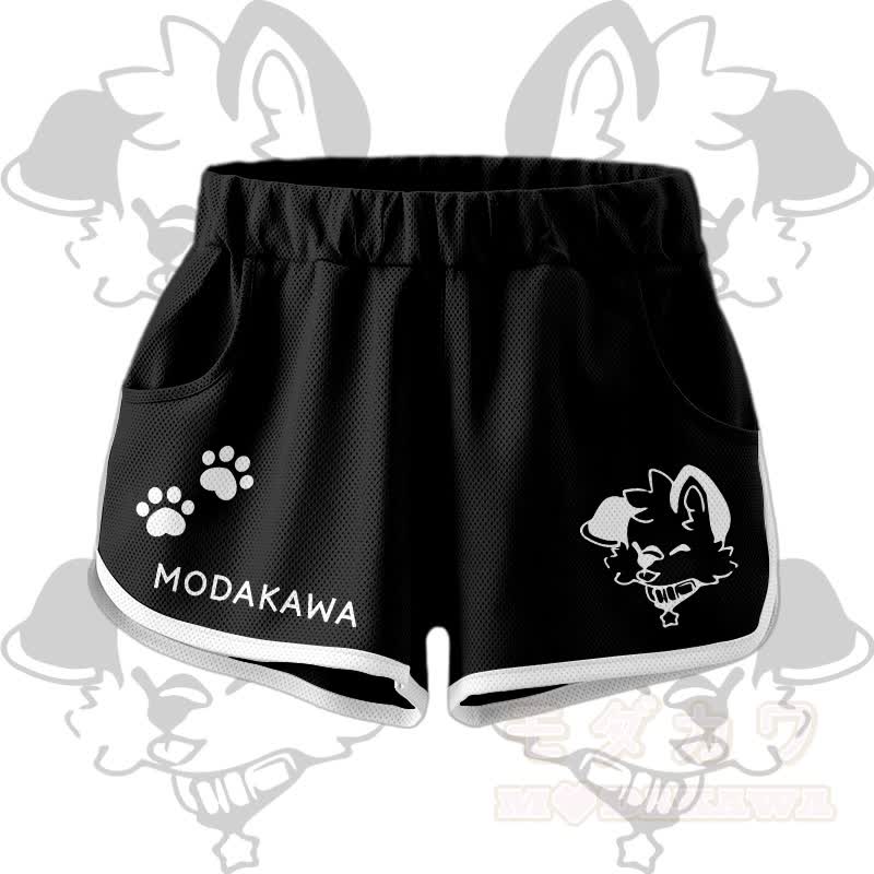 MODAKAWA X popipeko Puppy Graphic Crop Tank Sport Top Shorts Bikini Matching Outfit - Black Shorts - 5XL - image 9