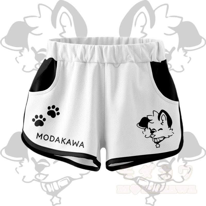 MODAKAWA X popipeko Puppy Graphic Crop Tank Sport Top Shorts Bikini Matching Outfit - White Shorts - 5XL - image 8