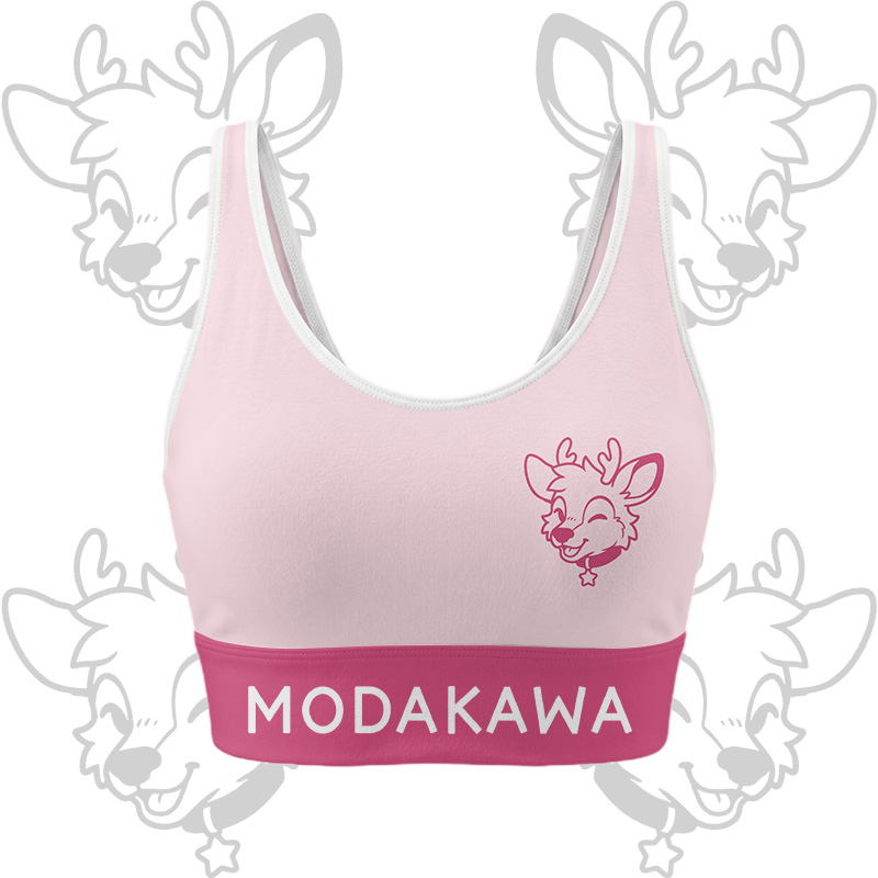 Deer Graphic Crop Tank Sport Top Shorts Bikini Modakawa Matching Outfit - Pink Top - 5XL - image 2