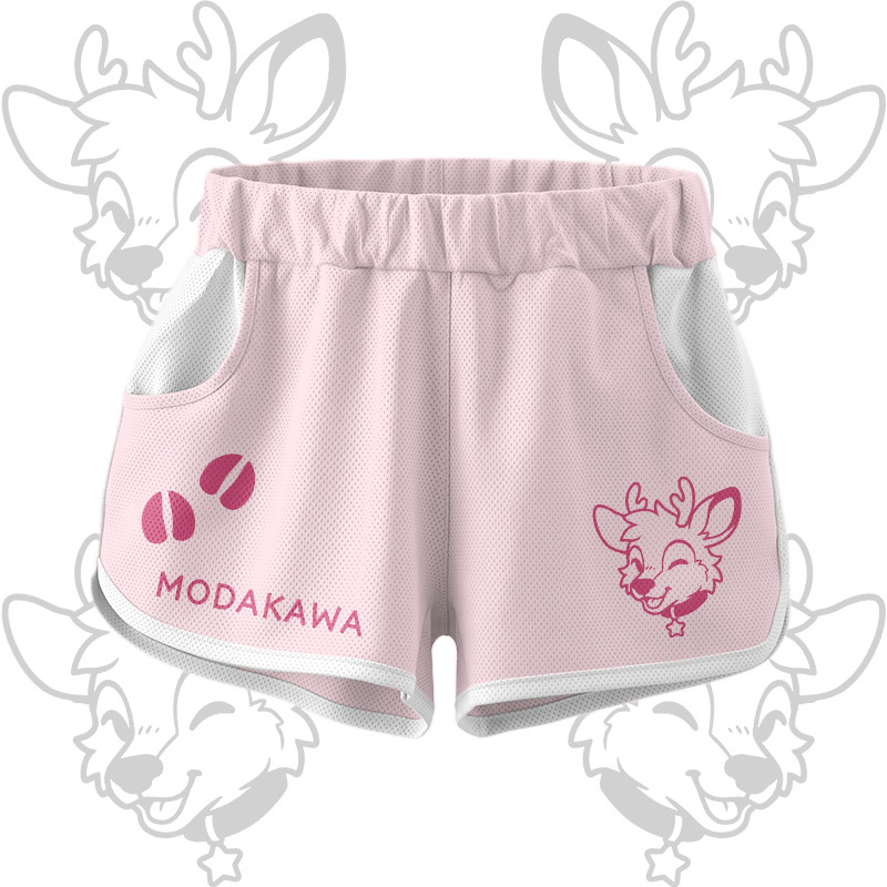 Deer Graphic Crop Tank Sport Top Shorts Bikini Modakawa Matching Outfit - Pink Shorts - 5XL - image 7