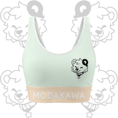 Bear Graphic Crop Tank Sport Top Shorts Bikini Modakawa Matching Outfit - Green Top - 5XL - image 2