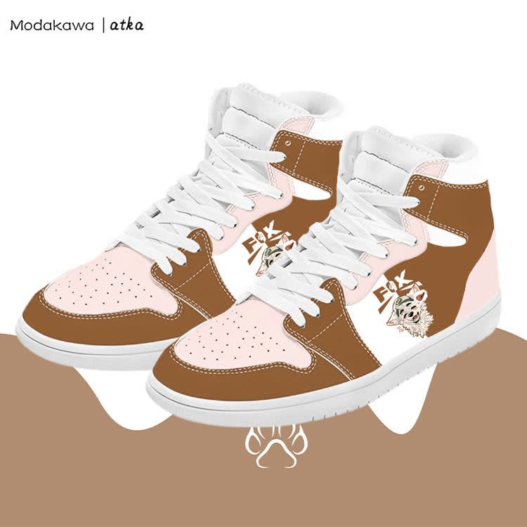 MODAKAWA X atka Fox Wants Meat Graphic Color Block High Top Canvas Shoes - Brown - 48 - image 3
