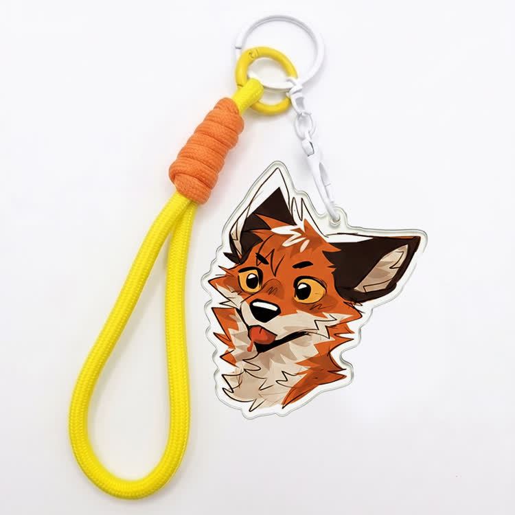 MODAKAWA X atka Tongue Out Fox Keychain Birthday Gift - Yellow - image 2