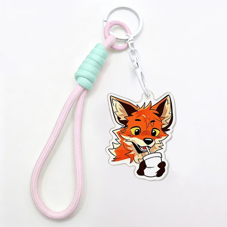 MODAKAWA X atka Drinking Fox Keychain Birthday Gift - Pink - image 4