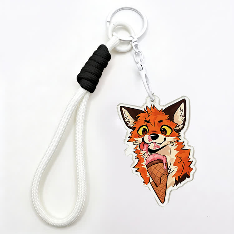 MODAKAWA X atka Ice-cream Fox Keychain Birthday Gift - White - image 3