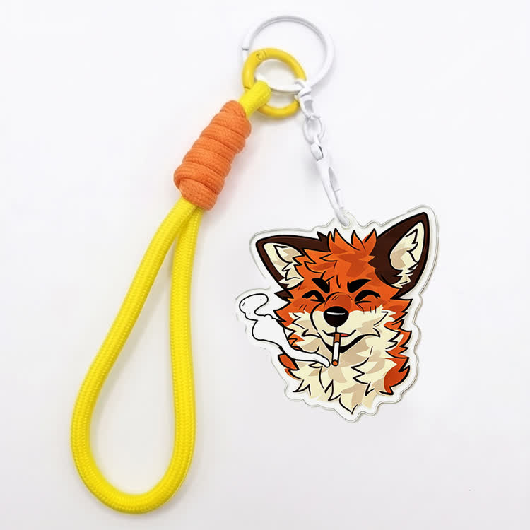 MODAKAWA X atka Smoking Fox Keychain Birthday Gift - Yellow - image 2