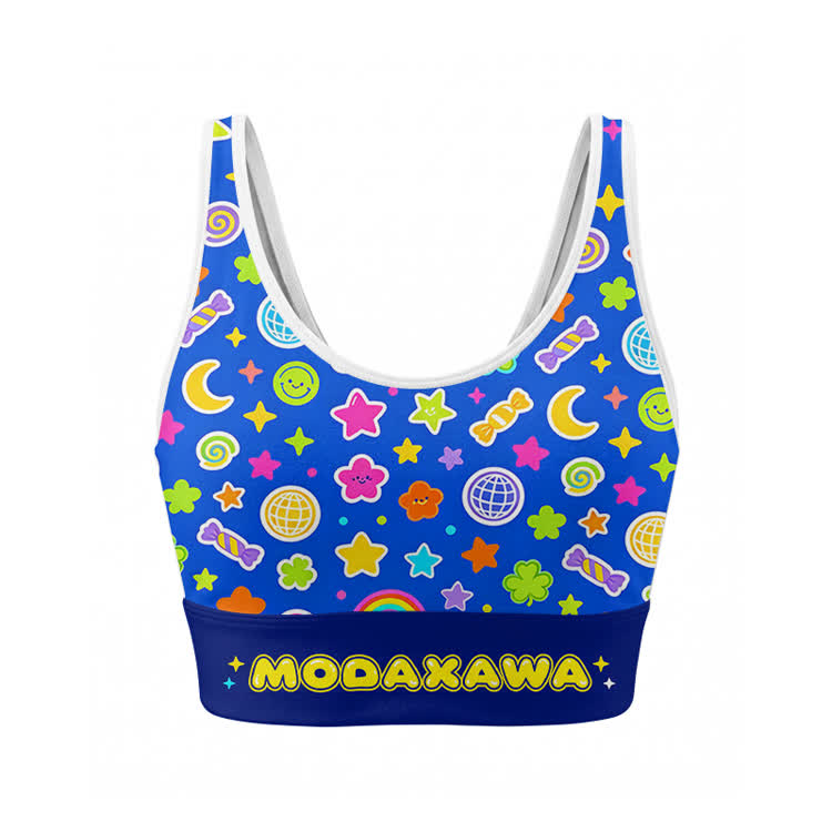 Star Moon Graphic Crop Tank Sport Top Shorts Bikini Modakawa Matching Outfit - Top - XL - image 2