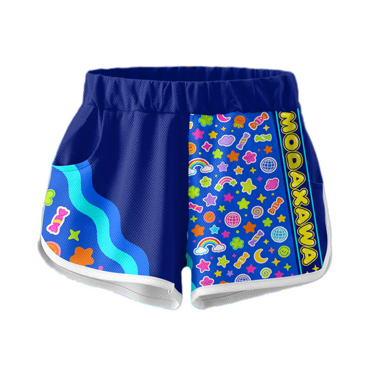 Star Moon Graphic Crop Tank Sport Top Shorts Bikini Modakawa Matching Outfit - Shorts - XL - image 3