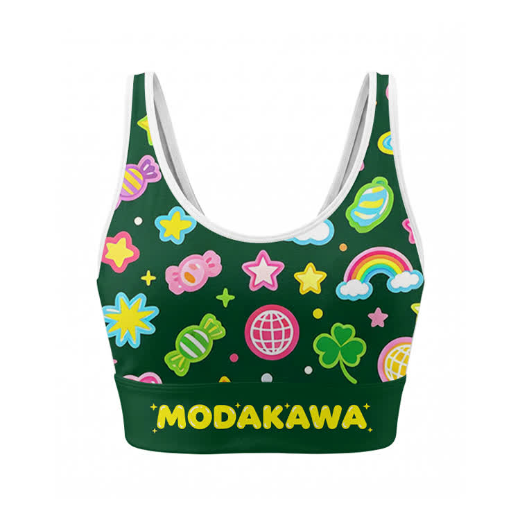 Candy Graphic Crop Tank Sport Top Shorts Bikini Modakawa Matching Outfit - Top - XL - image 2
