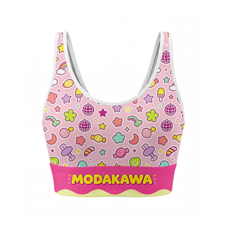 Flower Earth Graphic Crop Tank Sport Top Shorts Bikini Modakawa Matching Outfit - Top - XL - image 2