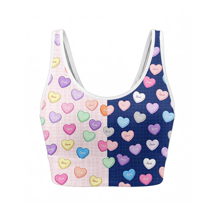 LOVE Heart Graphic Crop Tank Sport Top Shorts Bikini Modakawa Matching Outfit - Top A - XL - image 3