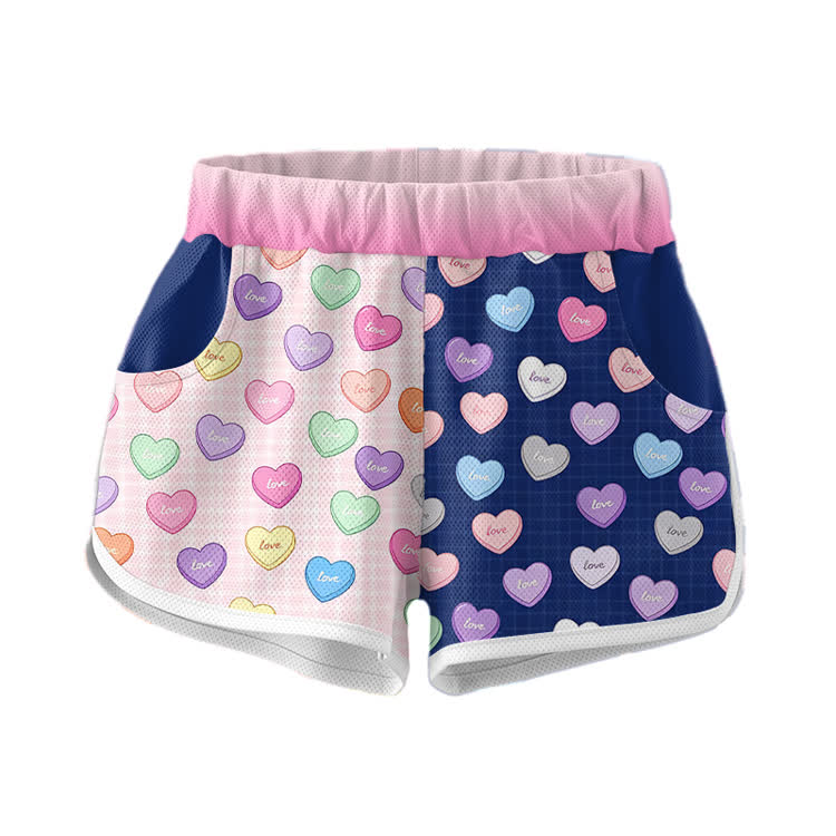 LOVE Heart Graphic Crop Tank Sport Top Shorts Bikini Modakawa Matching Outfit - Shorts A - XL - image 5