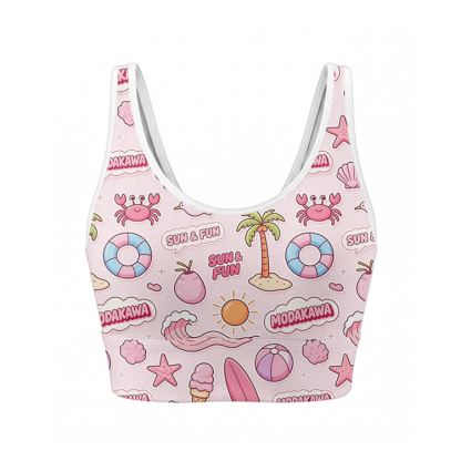 Beach Graphic Crop Tank Sport Top Shorts Bikini Modakawa Matching Outfit - Top - XL - image 2