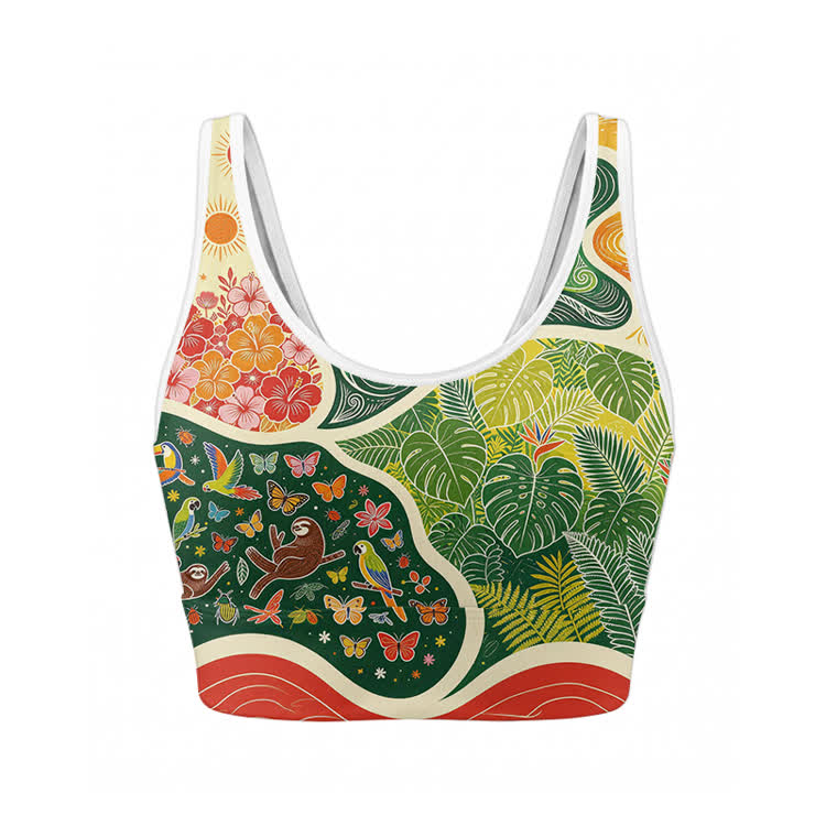 Animal Plant Graphic Crop Tank Sport Top Shorts Bikini Modakawa Matching Outfit - Top - XL - image 2