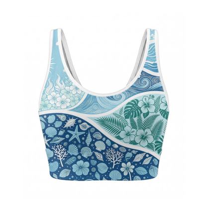 Flower Starfish Graphic Crop Tank Sport Top Shorts Bikini Modakawa Matching Outfit - Top - XL - image 2