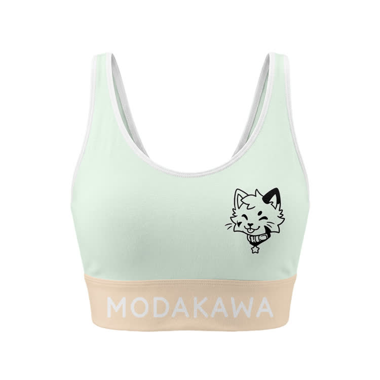 Kitty Graphic Sports Bra Top Leggings Modakawa Matching Outfit - Green Top - 5XL - image 2