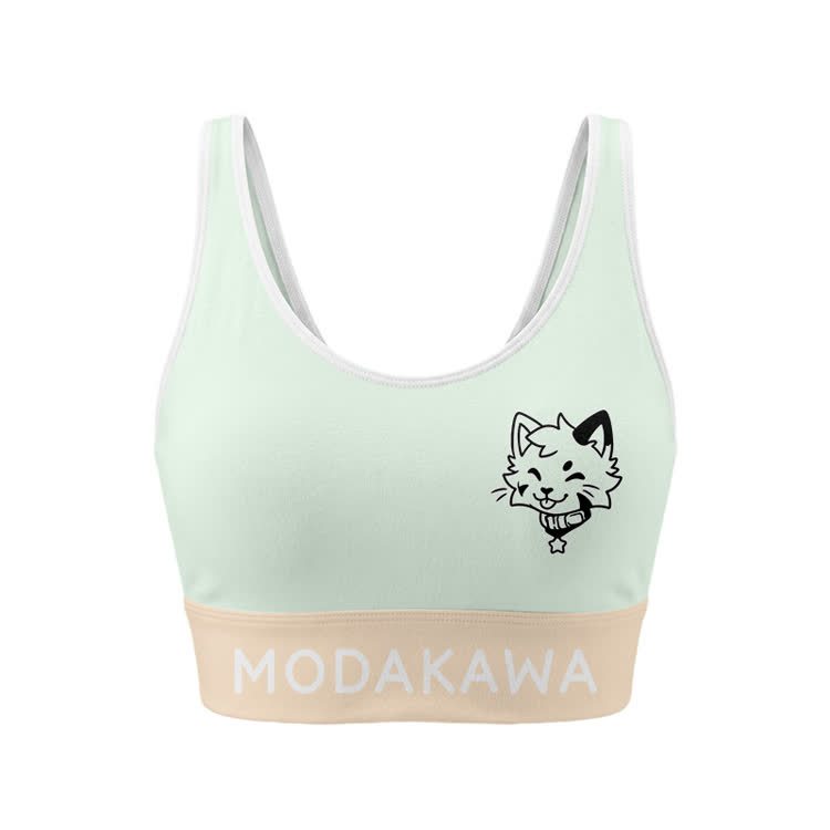 Kitty Graphic Sports Bra Top Leggings Modakawa Matching Outfit - Green Top - 5XL - image 2