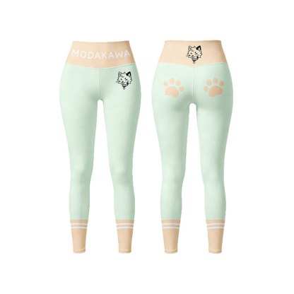 Kitty Graphic Sports Bra Top Leggings Modakawa Matching Outfit - Green Leggings - 5XL - image 6