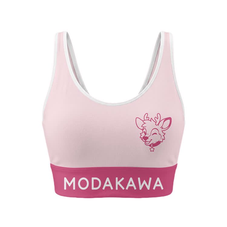 Deer Graphic Sports Bra Top Leggings Modakawa Matching Outfit - Pink Top - 5XL - image 2