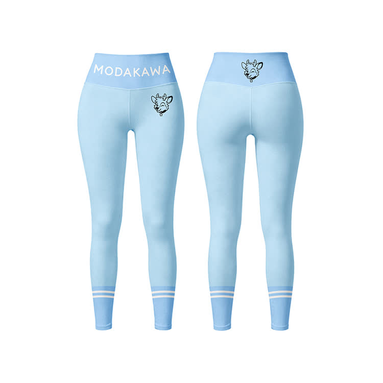 Deer Graphic Sports Bra Top Leggings Modakawa Matching Outfit - Blue Leggings - 5XL - image 8