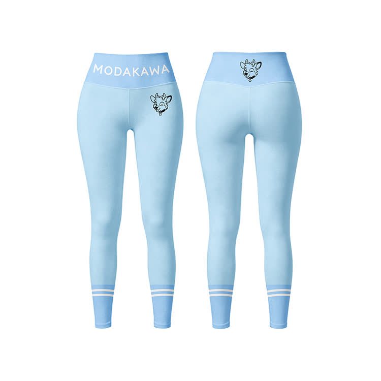 Deer Graphic Sports Bra Top Leggings Modakawa Matching Outfit - Blue Leggings - 5XL - image 8