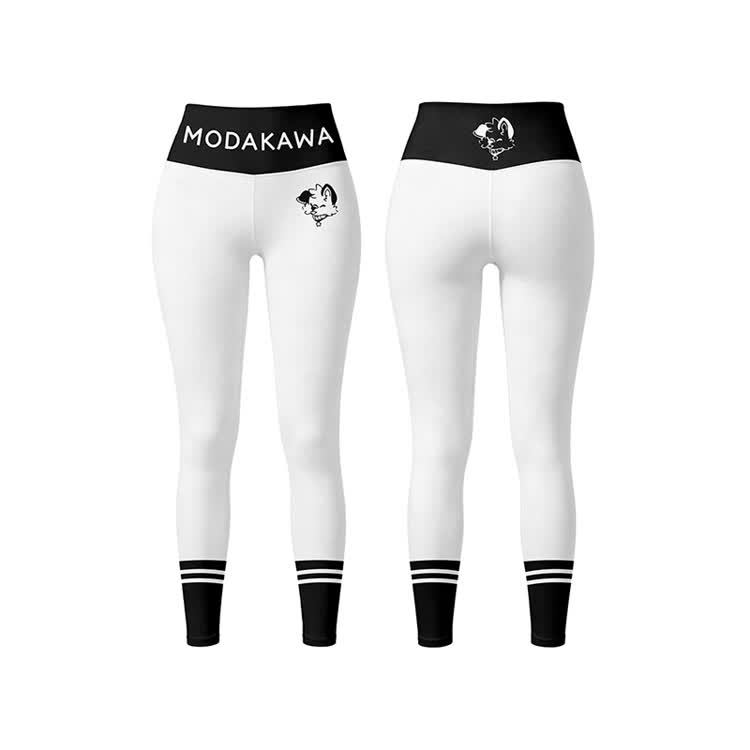MODAKAWA X popipeko Puppy Graphic Sports Bra Top Leggings Matching Outfit - White Leggings - 5XL - image 7