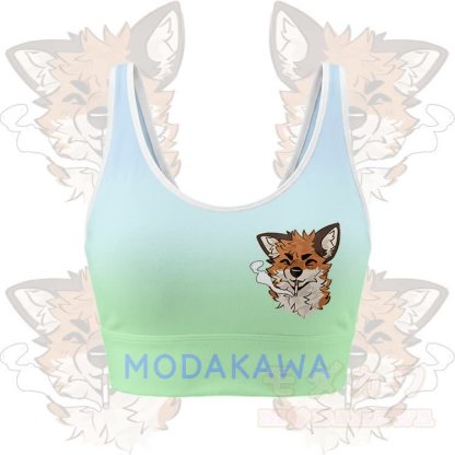 MODAKAWA X atka Smoking Fox Graphic Crop Tank Sport Top Shorts Bikini Matching Outfit - Green Top - 5XL - image 3