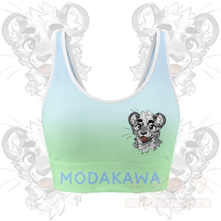MODAKAWA X atka Tiger Graphic Crop Tank Sport Top Shorts Bikini Matching Outfit - Green Top - 5XL - image 2