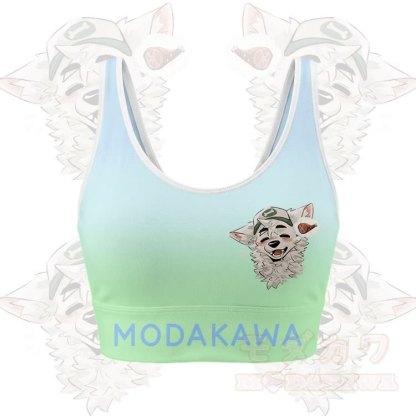 MODAKAWA X atka Fox Wants Meat Graphic Crop Tank Sport Top Shorts Bikini Matching Outfit - Green Top - 5XL - image 3