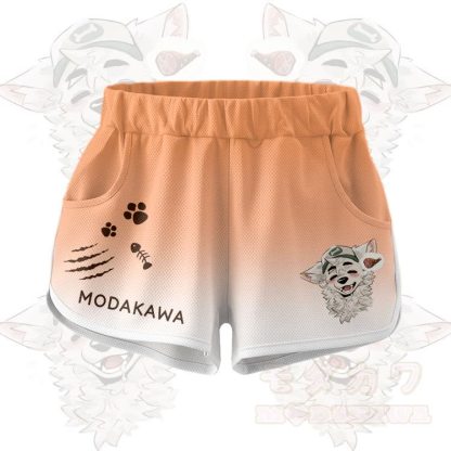 MODAKAWA X atka Fox Wants Meat Graphic Crop Tank Sport Top Shorts Bikini Matching Outfit - Orange Shorts - 5XL - image 6