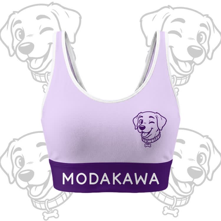 Happy Puppy Graphic Crop Tank Sport Top Shorts Bikini Modakawa Matching Outfit - Purple Top - 5XL - image 2
